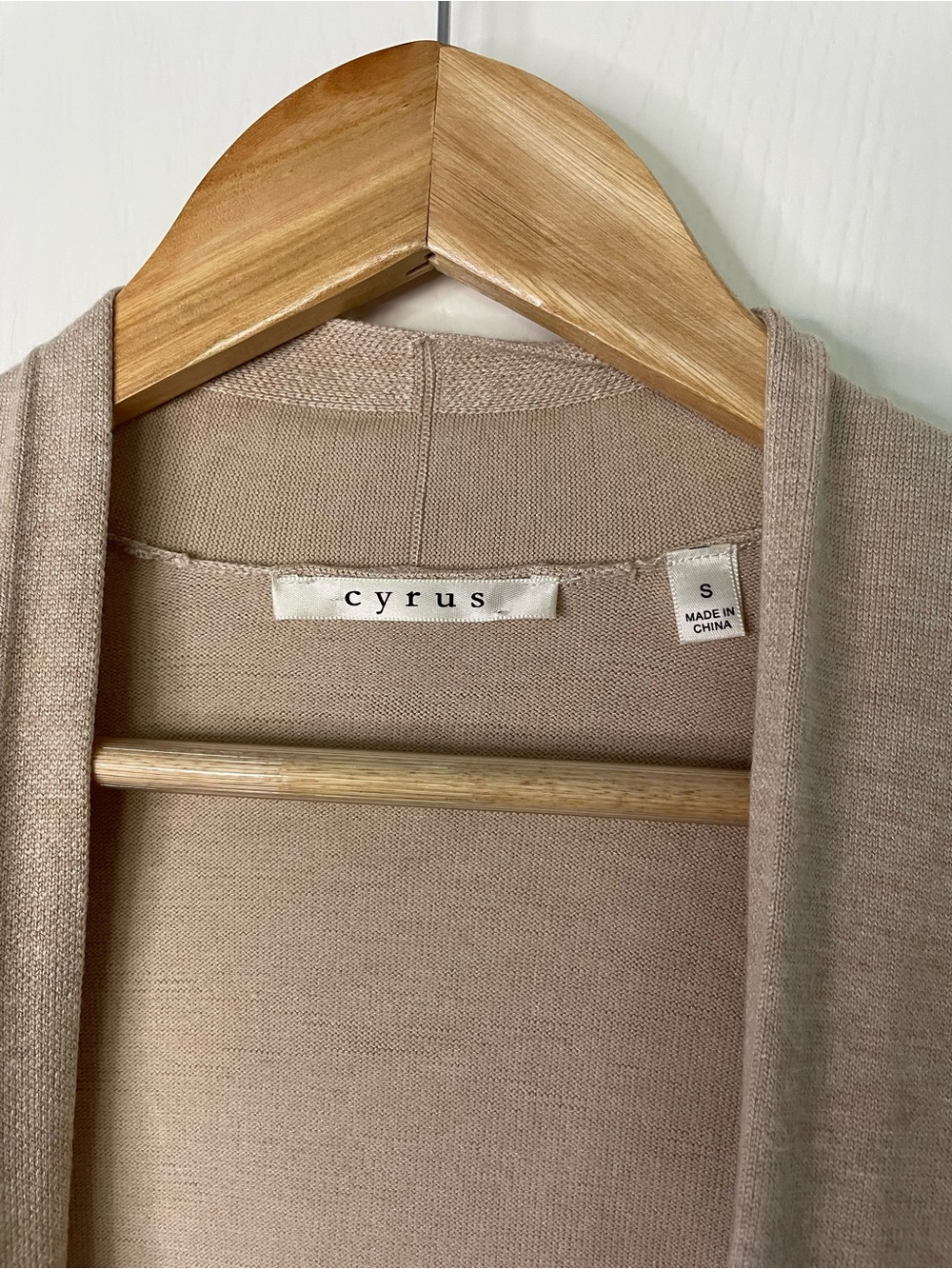 Cyrus Long Open Front Cardigan Small Beige Duster Pocket Button Cuff - Picture 3 of 8